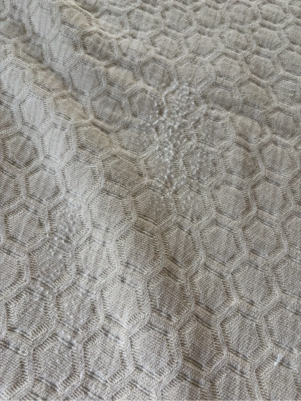 Peacock Alley Quilted Queen Coverlet - Linen Colored Cotton Bedspread